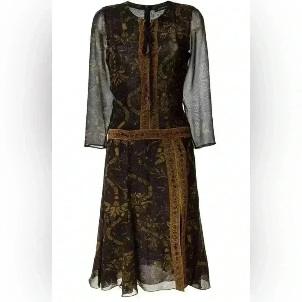 Floral Paisley Print Barbara Bui Midi Dress - Picture 4 of 17